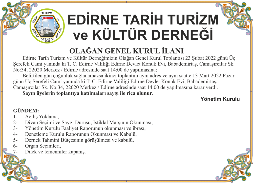 genel kurul davetiye