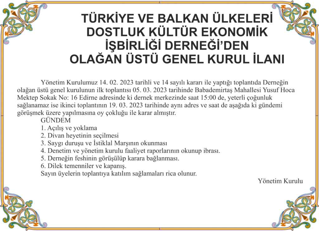 genel kurul davetiye