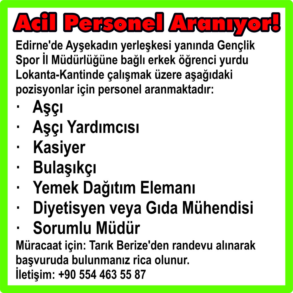 acil eleman aranıyor