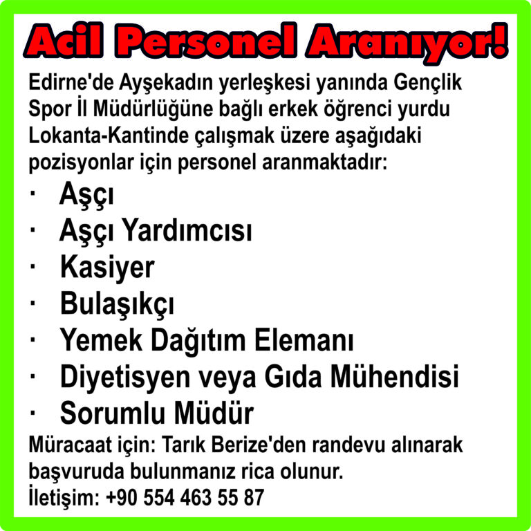 acil eleman aranıyor