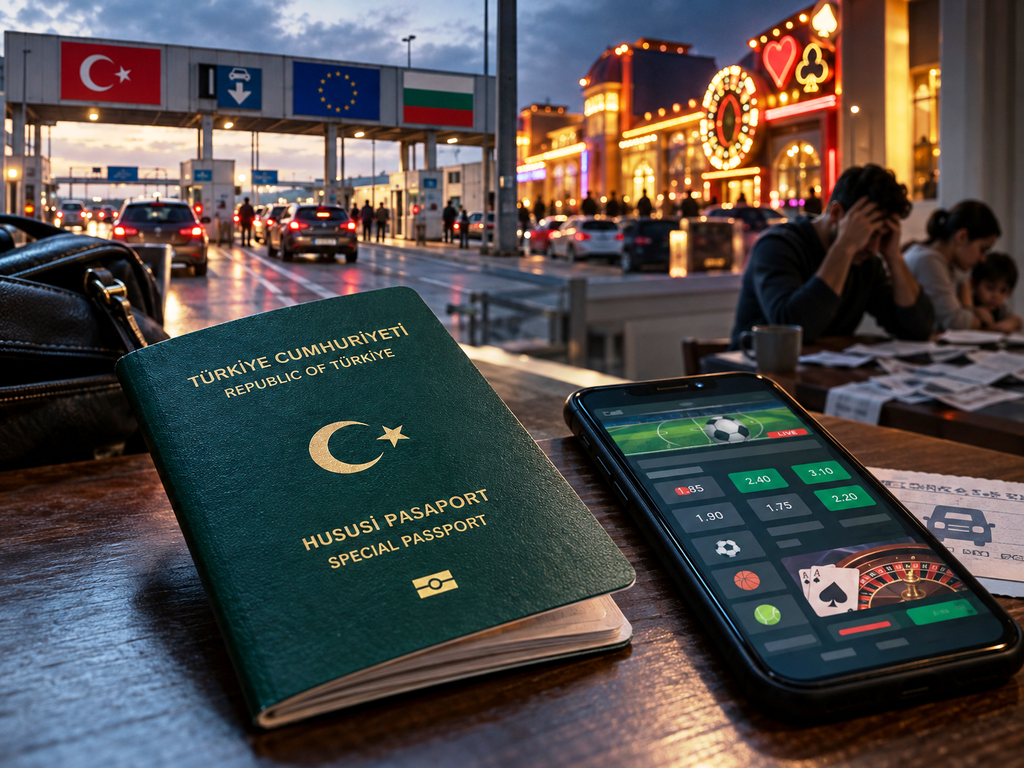 Edirne’nin sınır kenti olması ve yeşil pasaport sahiplerinin Bulgaristan’a vizesiz geçiş kolaylığı, sınır ötesi kumar bağımlılığı riskinin de ayrıca değerlendirilmesini gündeme getiriyor. Görsel temsili olarak hazırlanmıştır.