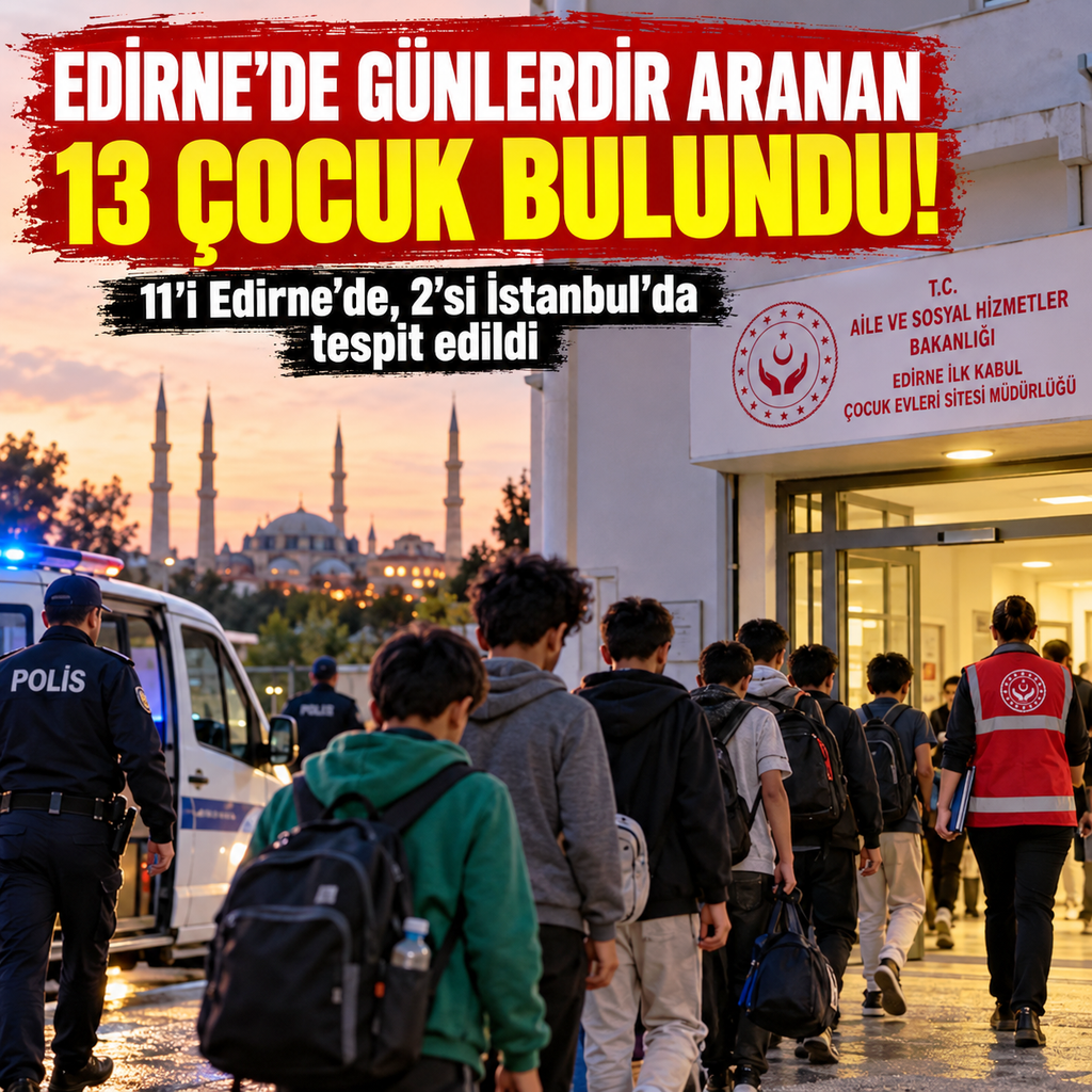 Edirne’de Bulunan 13 Çocuk